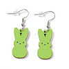 Rabbit Wooden Dangle Earrings EJEW-D189-01B-2