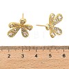 Flower Brass Micro Pave Clear Cubic Zirconia Stud Earring Findings KK-D102-08G-3