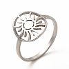 304 Stainless Steel Hollow Out Sun Finger Ring for Women RJEW-K239-09P-3