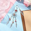 Alloy Sun & Woven Net/Web with Feather Charms Bookmarks AJEW-JK00368-04-2