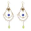 Natural Quartz Crystal Chips Beaded Big Teardrop Dangle Earrings EJEW-SW00016-01-1