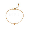 Brass Micro Pave Clear Cubic Zirconia Link Bracelets WGAB5A1-06-1