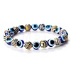 Synthetic Malachite & Evil Eye Round Beaded Stretch Bracelets for Men EH2427-7-1