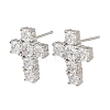 Brass with Rhinestone Stud Earrings RB-Z001-02P-2