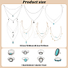 15Pcs 15 Style Oval & Teardrop & Feather Synthetic Turquoise Pendants Multi-layer Necklaces & Finger Rings SJEW-AN0001-43-2