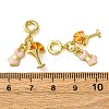 Brass Pink and Orange Enamel European Dangle Charm KK-F911-13G-3