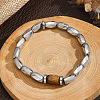 Synthetic Non-magnetic Hematite & Natural Tiger Eye Beaded Stretch Bracelets for Men WG47D8F-01-1