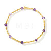 Natural Amethyst & Brass Beads Stretch Bracelets fore Women JB5530-4-1