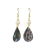 Natural Abalone Shell/Paua Shell Dangle Earrings EJEW-JE07434-01-3