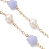 Natuarl & Synthetic Mixed Gemstone Star & Natural Freshwater Pearl Rice & Brass Link Chain Bracelet Making AJEW-JB01456-4