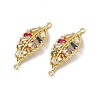 Brass Pave Colorful Cubic Zirconia Connector Charms KK-E068-VC017-2