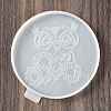 Flat Round with Owl & Flower DIY Cup Mat Silicone Molds SIL-F007-06C-2