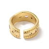 Rack Plating Heart Brass Micro Pave Cubic Zirconia Open Cuff Rings for Women RJEW-G320-02G-3