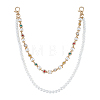 1Pc Imitation Pearl White Round Beaded and Alloy Colorful Rhinestone Flower Link Chain Belts for Pants HJEW-ME0001-23-1