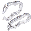 Anti-Tarnish 2Pcs Rhodium Plated 925 Sterling Silver Rhinestone Peanut Twister Clasps STER-BBC0006-43-1