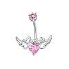 304 Stainless Steel Pave Cubic Zirconia Curved Barbell Belly Rings FS-WG6D7D2-03-1