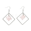 Rhombus Brass Dangle Earrings EJEW-D360-01P-02-4