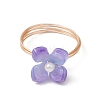 Flower Cellulose Acetate(Resin) & Shell Pearl Finger Rings RJEW-TA00181-01-4