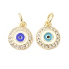 Brass Cubic Zirconia Enamel Charms ZIRC-C022-34G-1