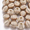 Wood Beads Covered with Polyester Cord Wire WOVE-S117-20mm-05-2