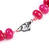 Dyed Natural Rhodonite Rondelle Graduated Beaded Necklaces for Women Men NJEW-K388-02B-3