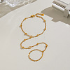 304 Stainless Steel Pave Clear Cubic Zirconia Flat Round Hand Chain Finger Ring Bracelets for Women OK9358-3