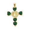 Rack Plating Brass Micro Pave Cubic Zirconia Heart Shape Virgin Mary Cross Pendant KK-S380-44B-G-1