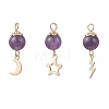 3Pcs 3 Styles Natural Amethyst Pendants PALLOY-JF04756-01-1