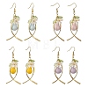 Handmade Porcelain & Brass Dangle Earrings for Women EJEW-JE07508-4