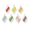 7Pcs Beaded Rhombus Charms PALLOY-MZ01277-1
