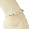 Natural Dyed Freshwater Shell Nuggets Beaded 304 Stainless Steel Cable Chain Anklets for Women AJEW-AN00827-03-2