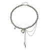 Alloy Crystal Rhinestone Star Heart Pendant CCB Plastic Round Beaded Necklaces for Women WGF75AC-01-1