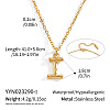 304 Stainless Steel Bamboo Initial Pendant Necklaces for Men Women WM4386-6-1