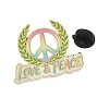 Word Love & Peace with Olive Branch & Peace Sign Enamel Brooches AL-I001-01G-04-3