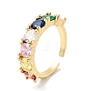 Colorful Cubic Zirconia Open Cuff Rings RJEW-G262-06G-4