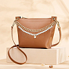 2Pcs 2 Styles Aluminum Chain & White Round Plastic Imitaiton PearlBeaded Bag Extender Chains HJEW-BM0001-43-4