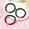 Natural Lava Rock Round & Carnelian Beads Stretch Bracelets for Women BJEW-JB11472-1