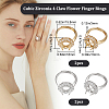 4Pcs 2 Colors Adjustable Brass Micro Pave Clear Cubic Zirconia Flower Adjustable Ring Components ZIRC-BBC0001-93-2