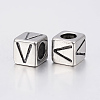 304 Stainless Steel Large Hole Letter European Beads STAS-H428-01AS-V-2