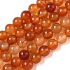 Round Natural Red Agate Bead Strands G-M257-8mm-26-2