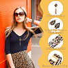 Leopard Print Teardrop Dangle Earrings & Multi-strand Bracelet & Tassel Pendant Necklace AJEW-AN0007-08-3
