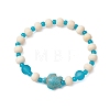 Synthetic Turquoise & Wood & Glass Beaded Stretch Bracelets for Women BJEW-JB11124-01-1