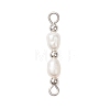 3Pcs 3 Styles Natural Cultured Freshwater Pearl Rice Beaded Links Connector Charms PALLOY-JF04914-01-3