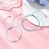 2Pcs Adjustable Glass Seed Beads & Glass Beads Braided Bead Bracelets Set BJEW-MZ00287-02-1