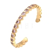 304 Stainless Steel & Cubic Zirconia Cuff Bangles for Women BJEW-T031-01A-4