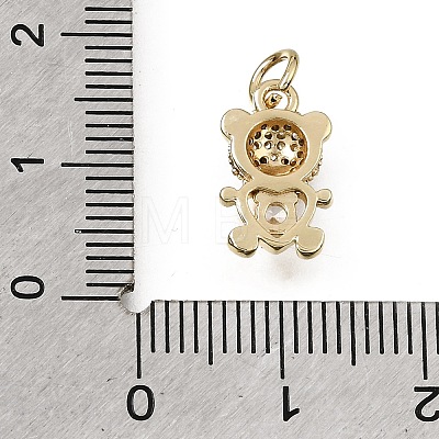 Brass Micro Pave Black Cubic Zirconia Charms CU-L001-18G-07-1