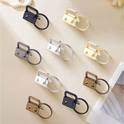 30Pcs 5 Colors Iron Ribbon Ends with Keychain Split Ring IFIN-GF0001-66-1