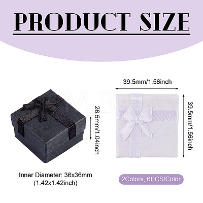 12Pcs 2 Colors Square Paper Jewelry Ring Gift Storage Boxes CON-TA0001-18-1