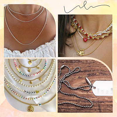 30Pcs 2 Colors Iron Ball Chain Necklace Making MAK-SP0001-06A-1