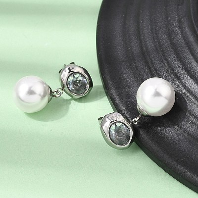304 Stainless Steel Pave Clear Cubic Zirconia Stud Earrings SA-CBADCF0-01P-1